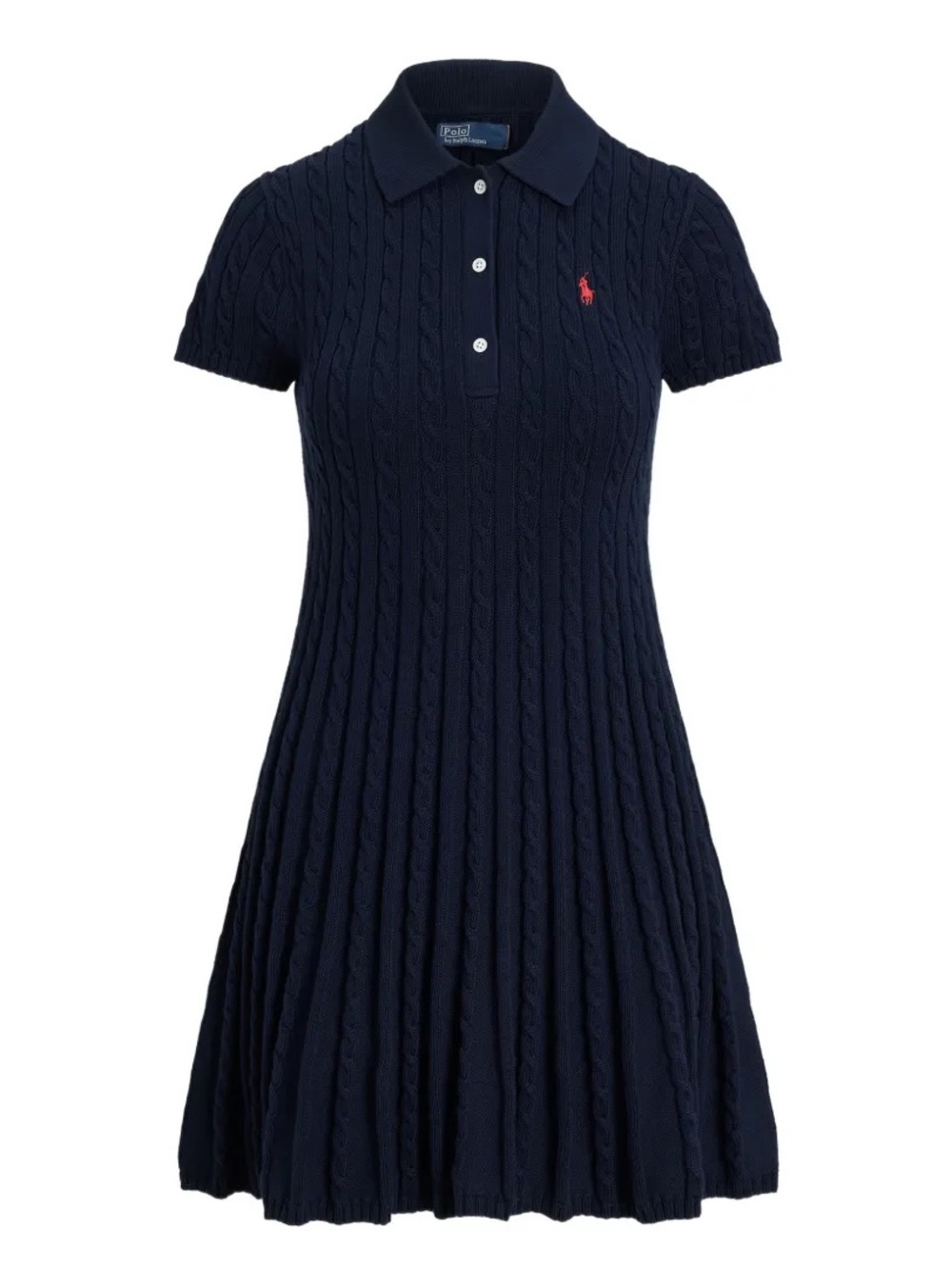Polo Ralph Lauren Navy cable-knit polo mini dress